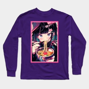 Cute Anime Girl |  Ramen Noodles | Hentaii Chibi Kawaii Design Long Sleeve T-Shirt